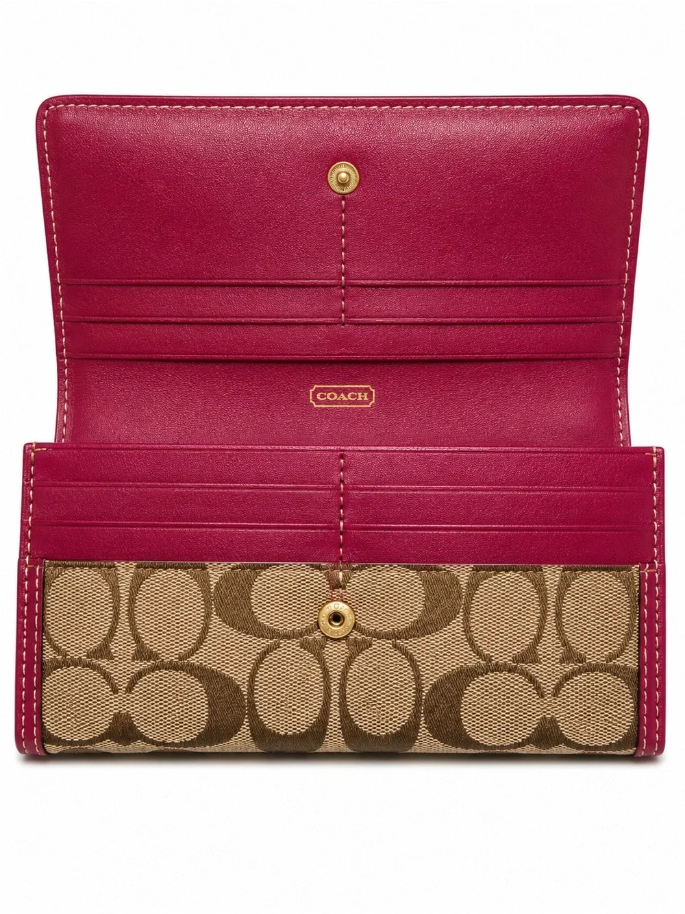 Vinage 14 inch Coach Signature Wallet - Pink/Brown